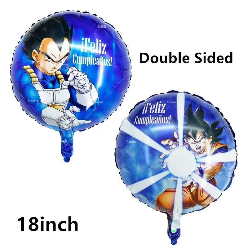 Dragoned Ball Z Balloons Happy Birthday Banner Goku Vegeta Ballons Party Decoration Plate Disposable Tableware Cake Topper Toy