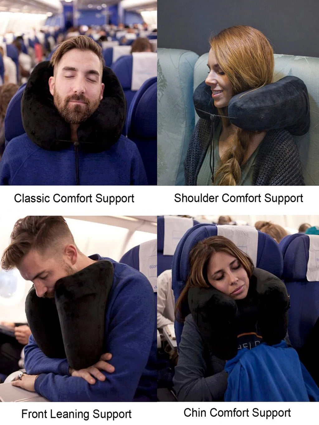 1PC Neck Pillow Travel Inflatable U-shaped Pillow H Hooded Aviation Neck Pillow with a Blackout Windproof Cap Portable