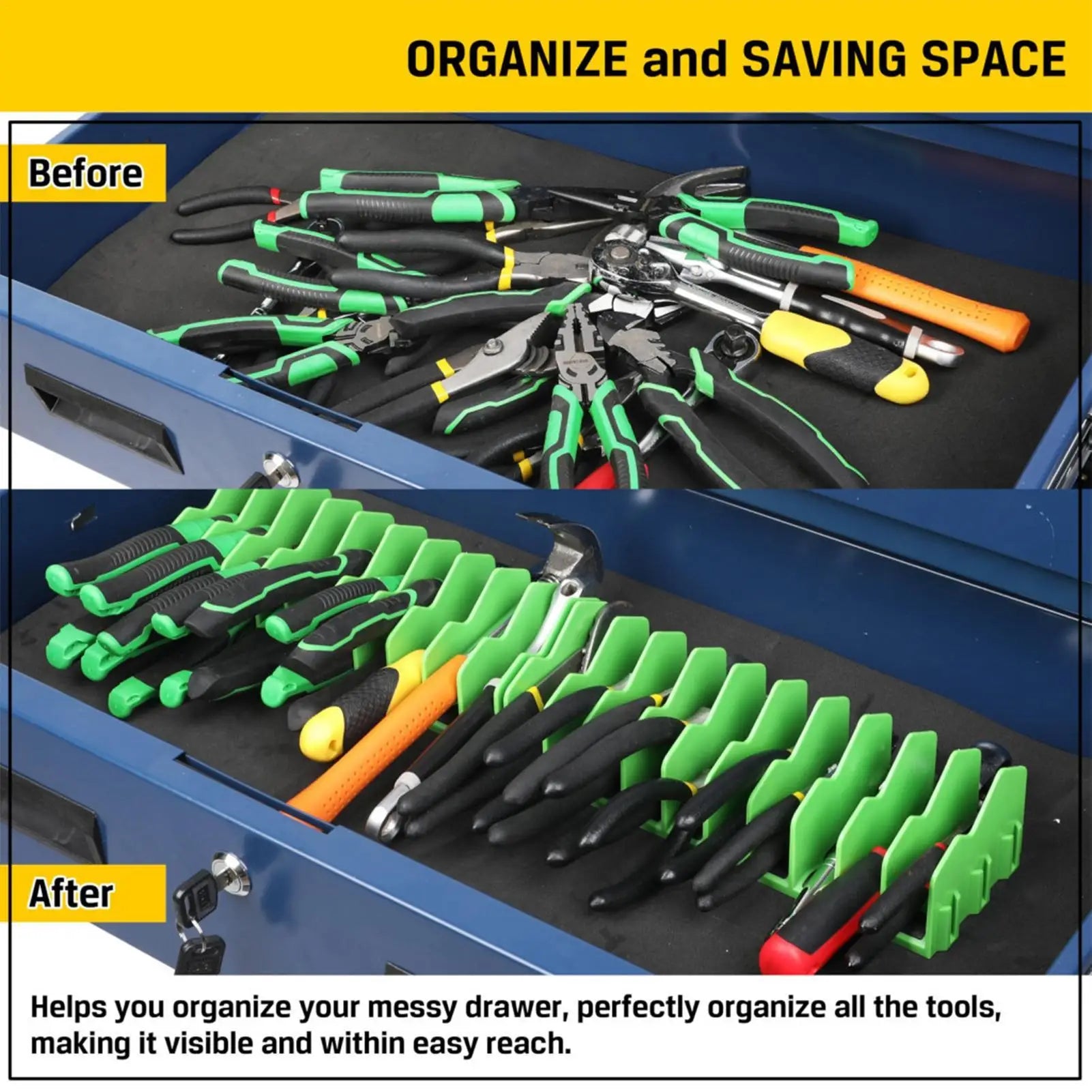 Plier Organizer Box 10 slot Plier Storage Holder Tools Set Drawer Toolbox Storage Rack For Cutters Hammers Hand Tools