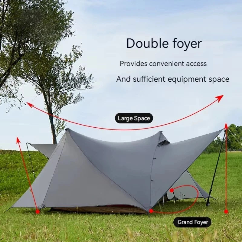 Yun Chuan double-sided silicon-coated double A pyramid 15D nylon rodless camping hiking outdoor ultralight tent