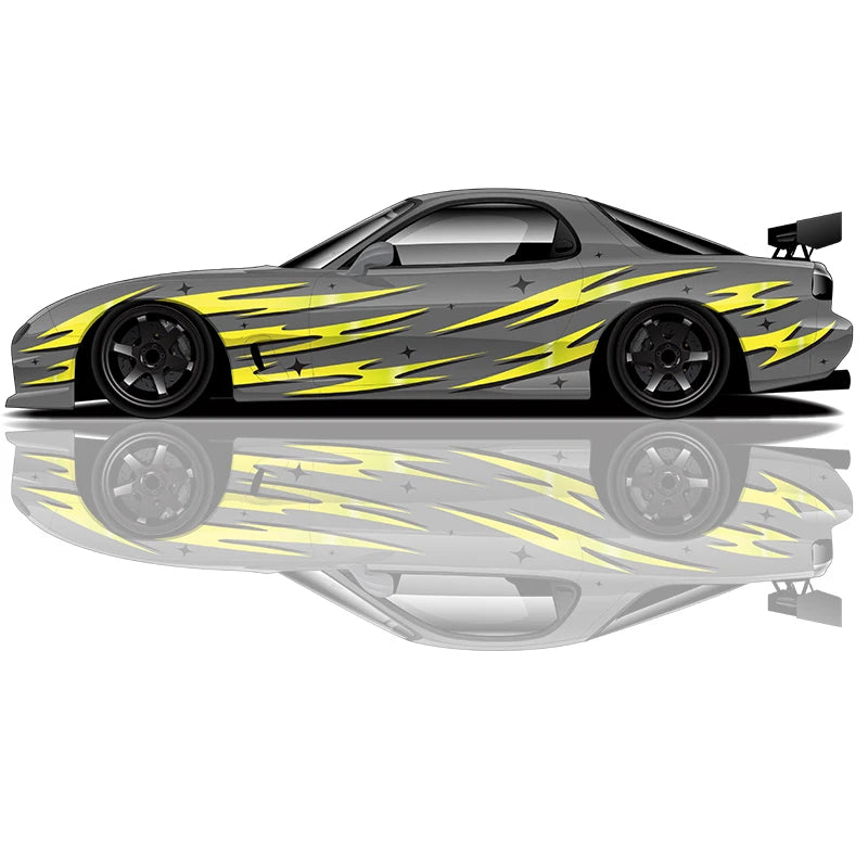flame Car stickers modified racing car SUV accessories packaging decals PVC custom side graphic stickers decals