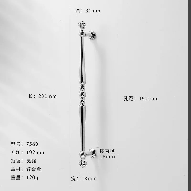 Bright Chrome Silver Wardrobe Door Handle Modern Minimalist Zinc-Alloy Pull for Cabinet Shoe Cabinet  Drawer Furniture Hardware