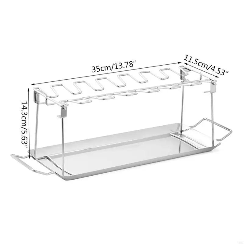 Stainless Steel Chicken Wing Leg Rack Grill With BBQ Pan Barbecue Accessories