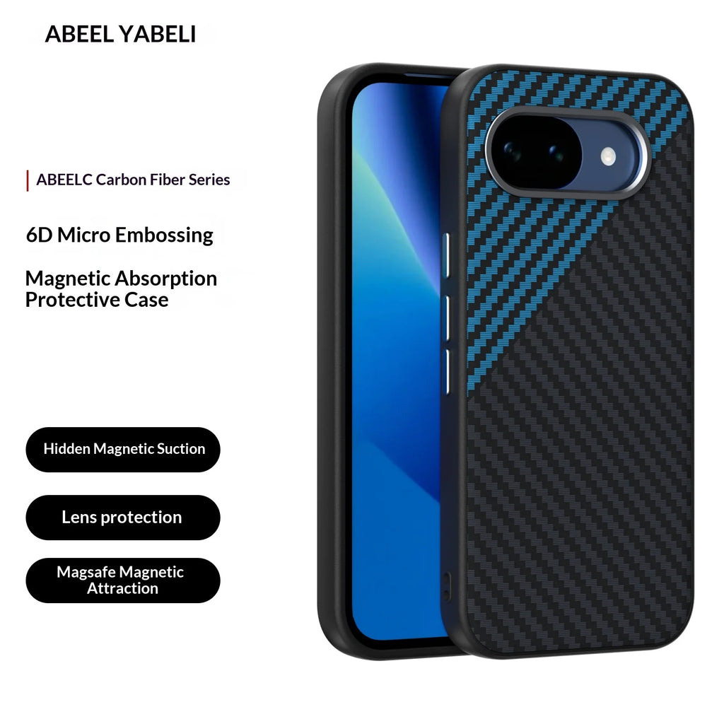 Carbon Fiber Texture Magnetic Case For Google Pixel 10A 10 Pro 10 Pro XL Built-in Magnetic Ring Wireless Charging Shockproof Sli