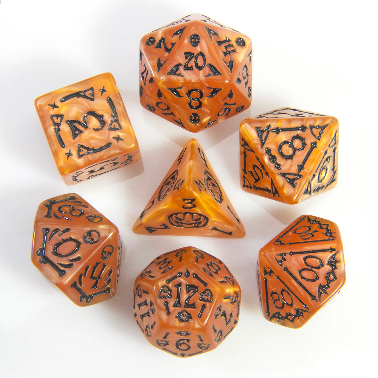 DND Dice Set 7pcs Halloween Pattern Polyhedral Dice Set for D&D RPGs Role Playing Table Games