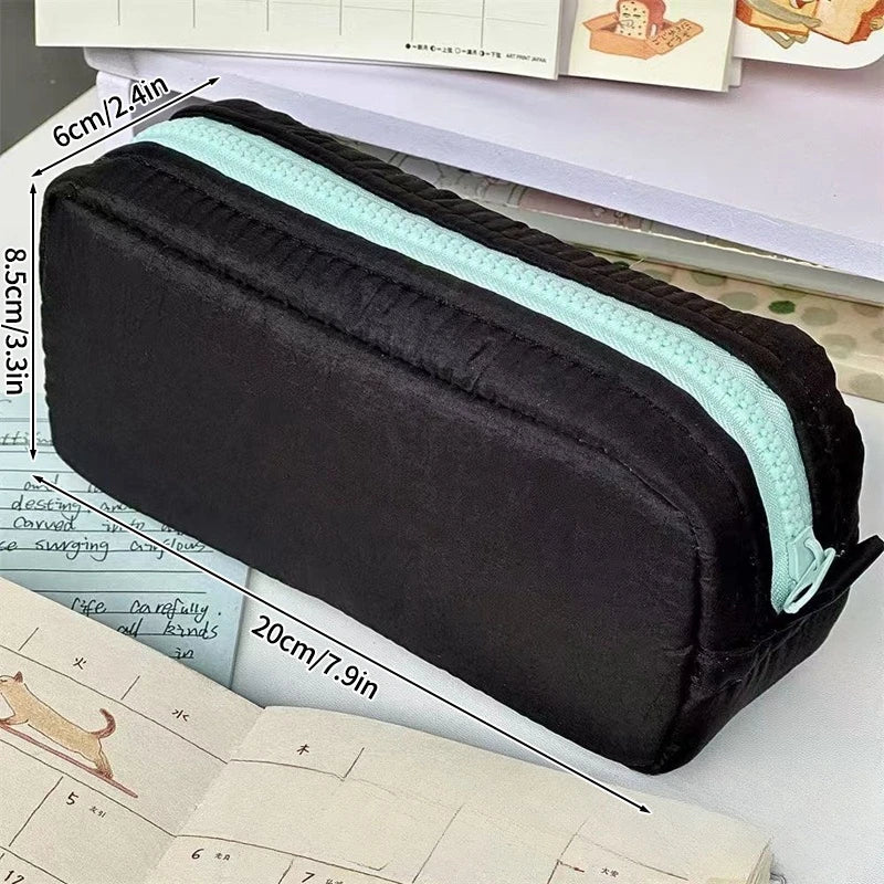 INS Pencil Case Large Capacity Pen Bag Cute Stationery Case Makeup Pouch Back to School Pink Pencil Case with Mesh Pocket 필통