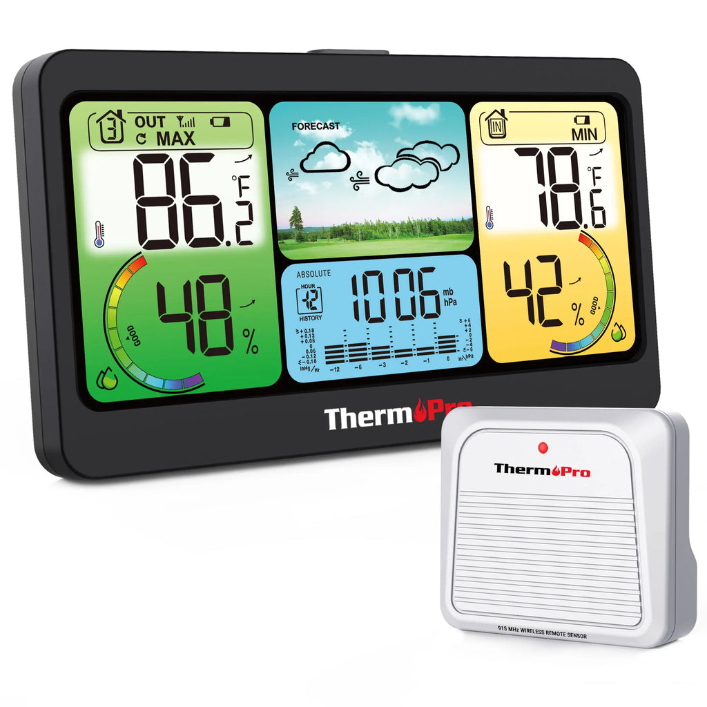 ThermoPro TP280C Wireless 300M Forecast Weather Station Chargable Big Display Outdoor And Indoor Thermometer Hygrometer