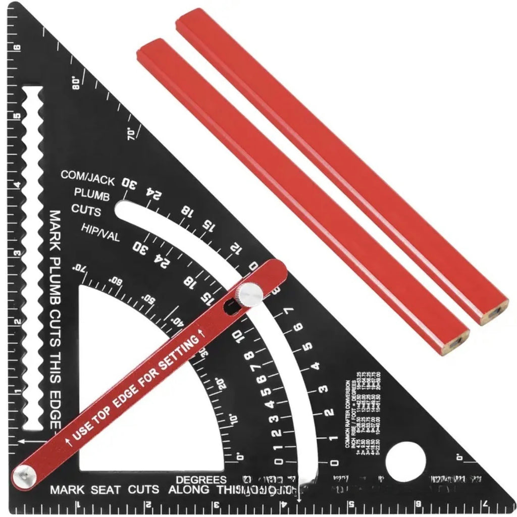 7Inch Carpentry Triangle Ruler Adjustable Multi Function Carpenter Layout Square Woodworking Tools Square Measuring Ruler