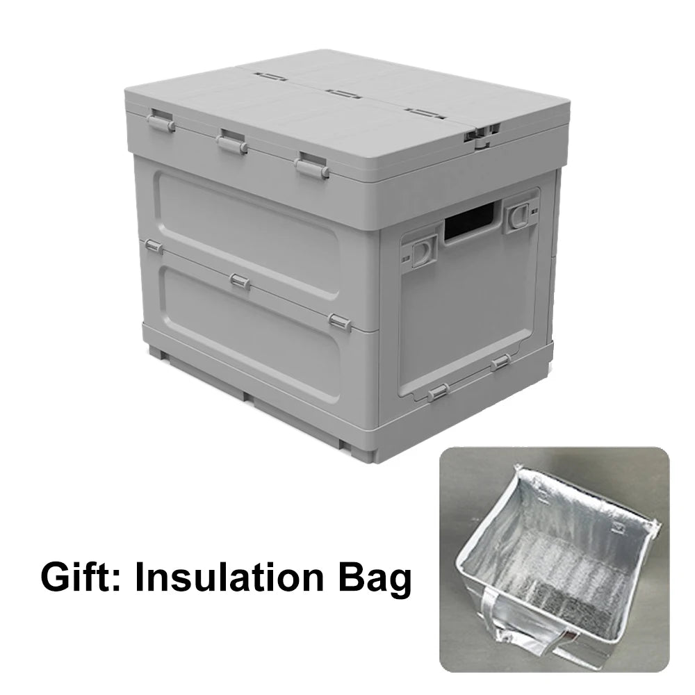 20L Foldable Car Trunk Storage Box Portable Camping Table Collapsible Organizer with Warning Sign for Picnic Fishing Home
