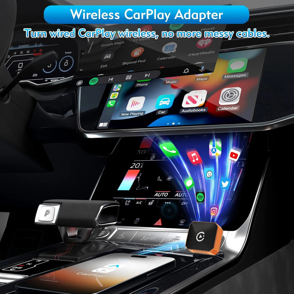 Wireless CarPlay & Android Auto Adapter – Plug & Play, 3X Speed Auto Connect for 1000+ Vehicles, iOS & Android