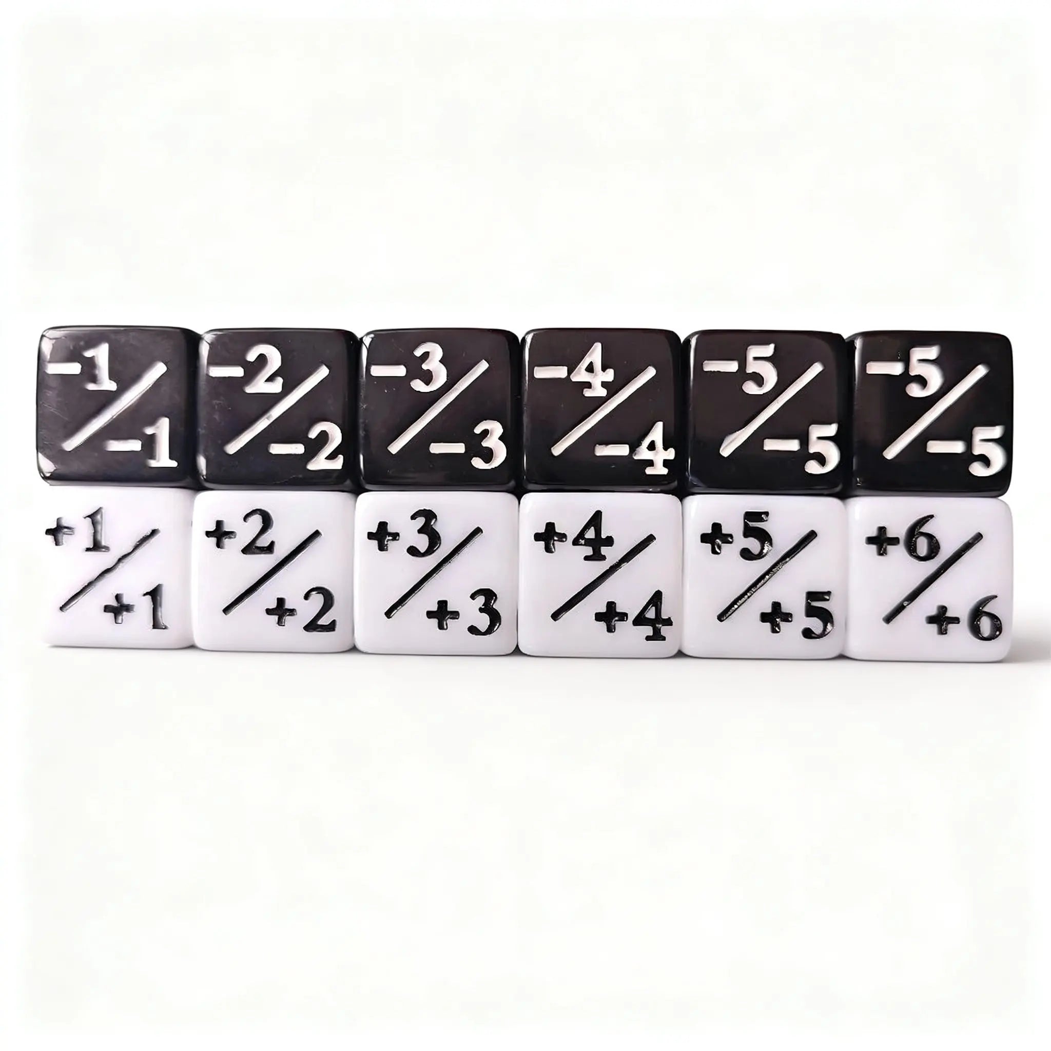 6Pcs/Pack 16mm Counting Dice Counters +1/-1 Black White D6 Square Corner Positive Negative Game Dice Cube