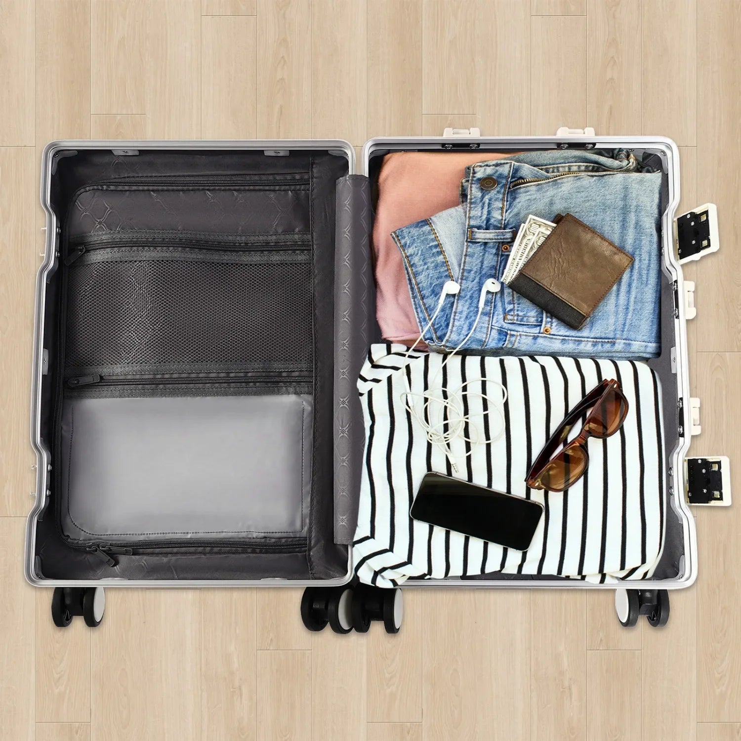 Boarding Suitcase, Portable Luggage Spinner, 20-Inch Travel Suitcase Carry on With Usb Charging Port Multi-Functional