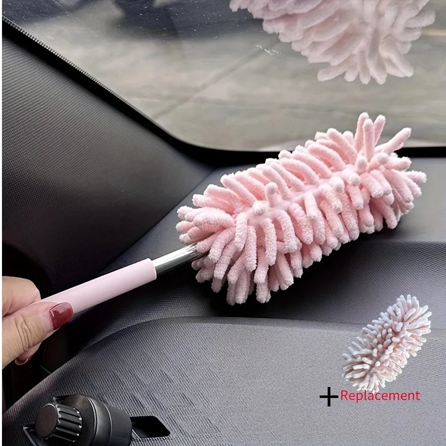 Mini Car Dust Brush - Extendable, Bendable Ultrafine Fiber Cleaning Tool for Home & Car Interior - Polyester Fiber Material