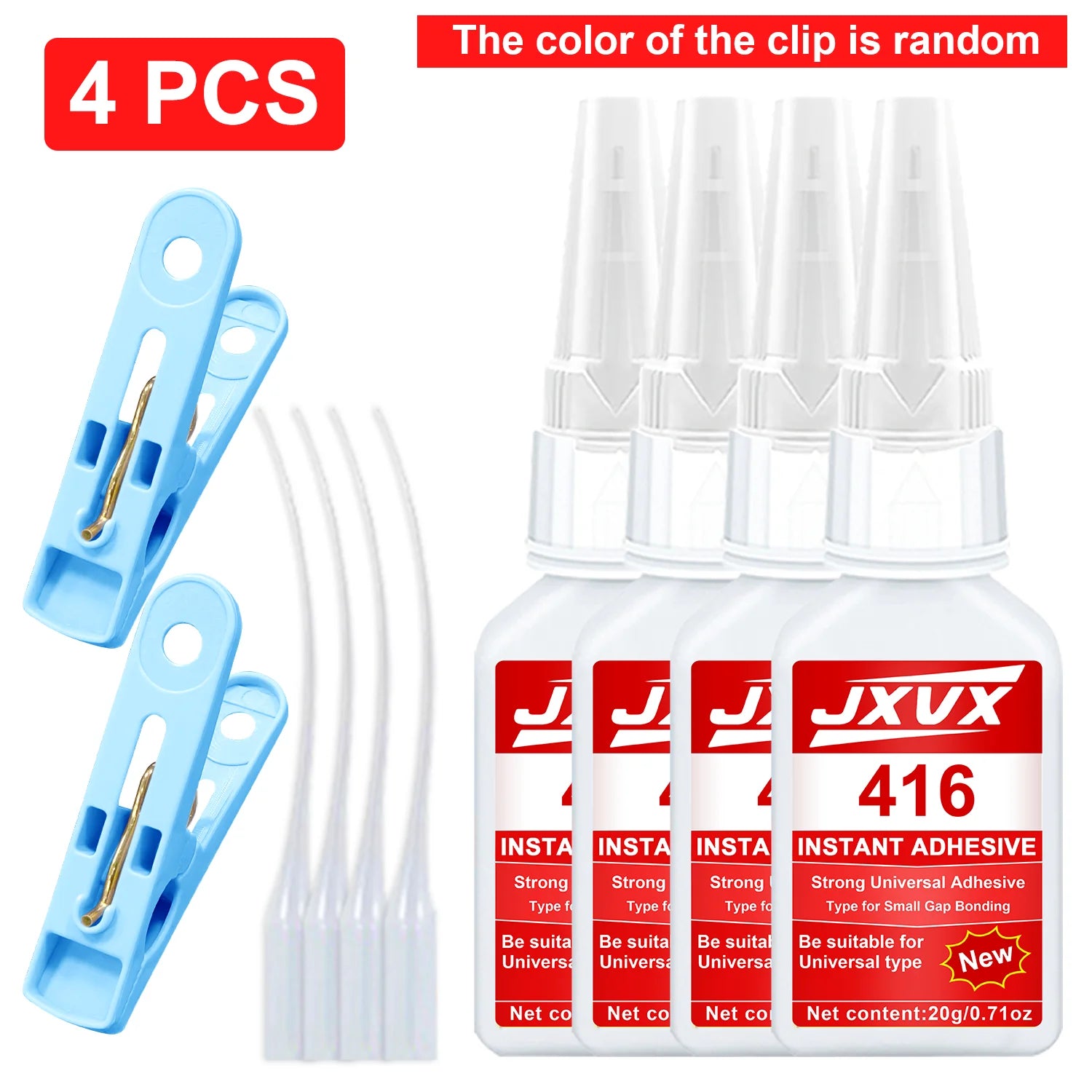 JXVX Accelerated Drying 416 Super Glue, Add Activator Cyanoacrylate Adhesive,Strong Instant Adhesive for Glass, Metal, Plastic, Wood, Ceramic, Rubber,Quick Dry & Waterproof - 20ml