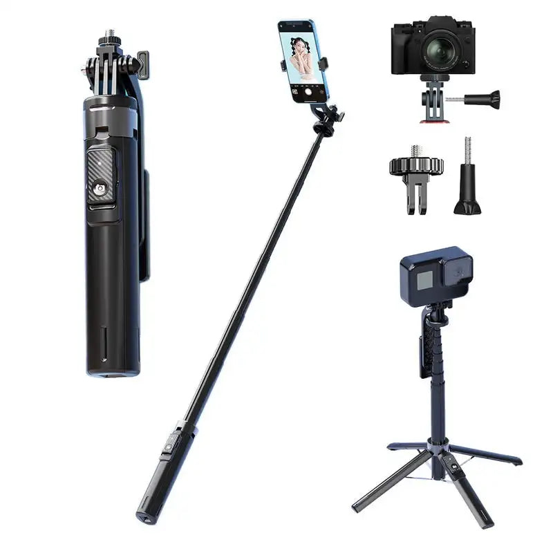 P130/P135 Selfie Stick 1.35m Extendable Four-Legged Stable Selfie Stick Rechargeable Wireless Remote for Live and Selfie
