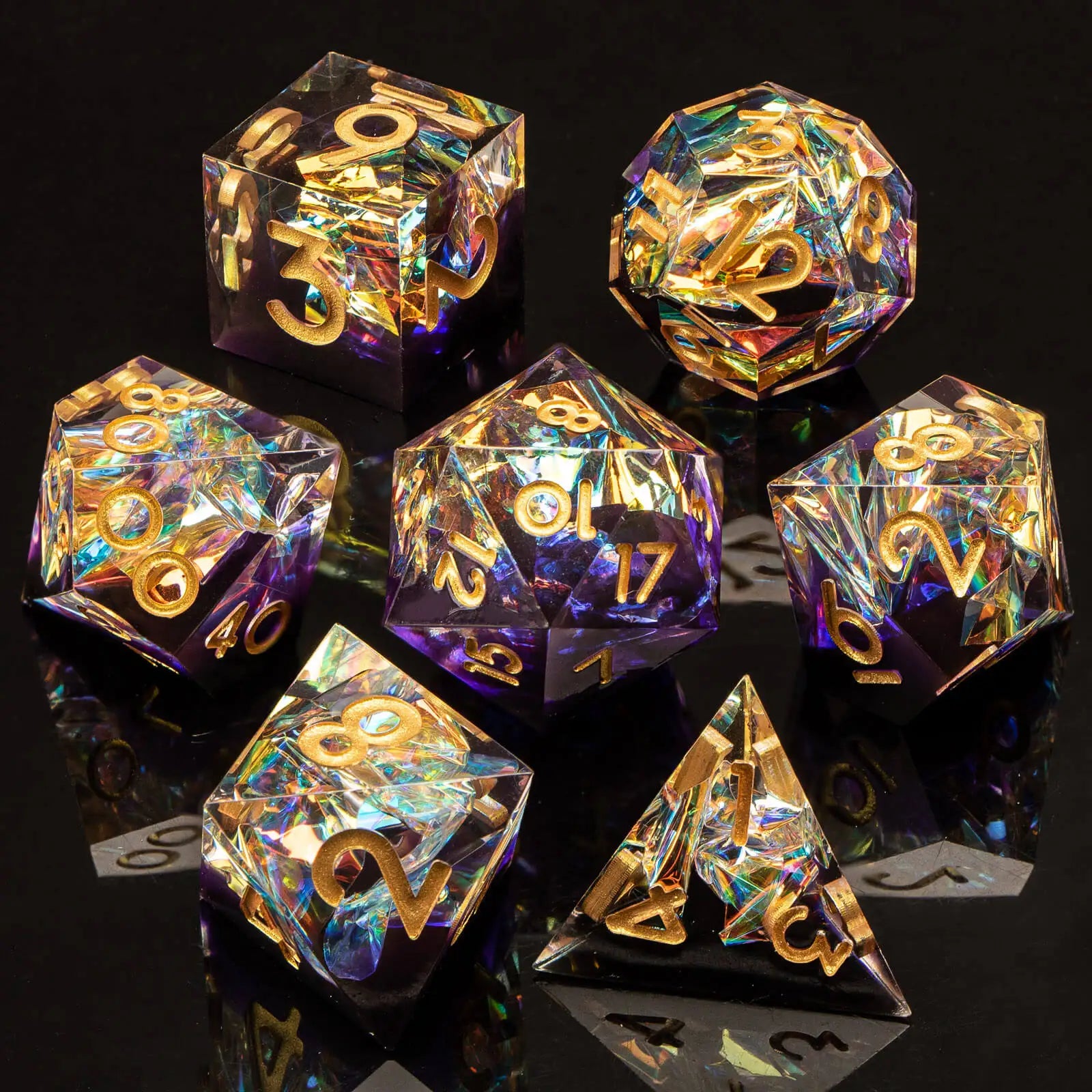 Resin Sharp Edged DND Dice, Handmade Dungeons and Dragons Dice Set D&D, RPG Polyhedral D and D Dice Set for Role Playing Game