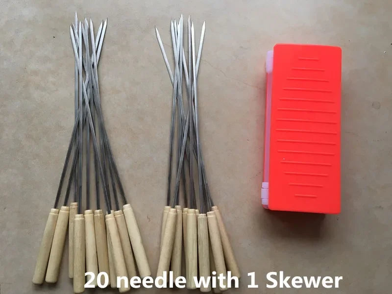 bbq needle with Meat Grill Skewer Barbecue Grill Needle Box Safety Meat bbq tools String Shish Beef Mutton Kebab Skewers maker