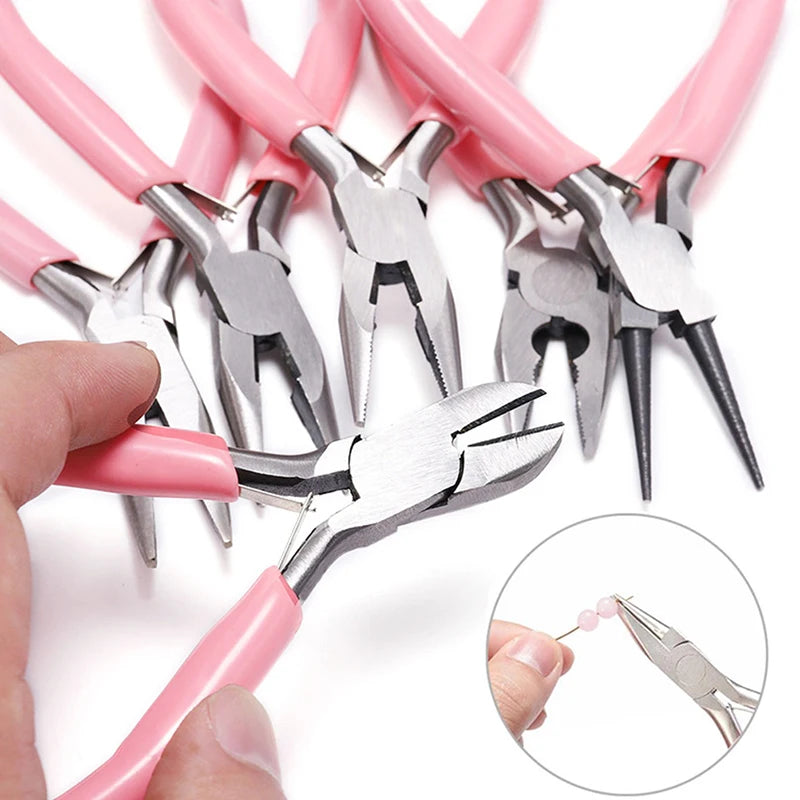 ★▲Mini Pliers Diagonal Round Bent Needle Nose Handcraft Beading Insulated Cutter Pliers For Jewelry Making Tools