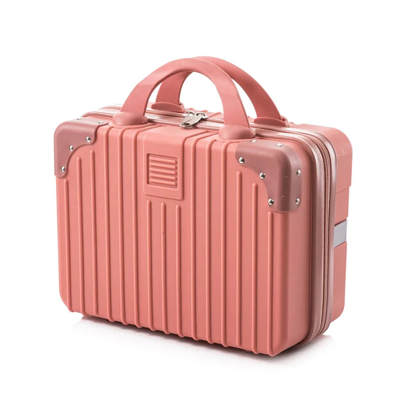 Portable Mini Luggage for Women, Lightweight Cosmetic Bag, Carry-on Travel Case with Lock