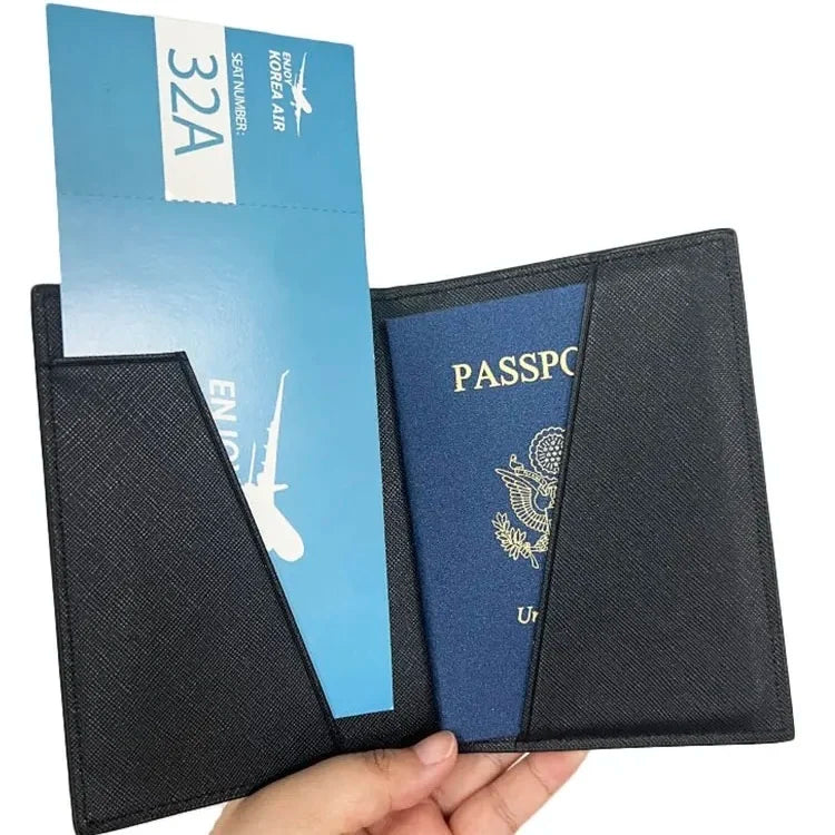 Free Custom Name Initial Gift Box Set Classic Saffiano Pattern Passport Cover  Luggage Tag Cardholder Travel Accessories