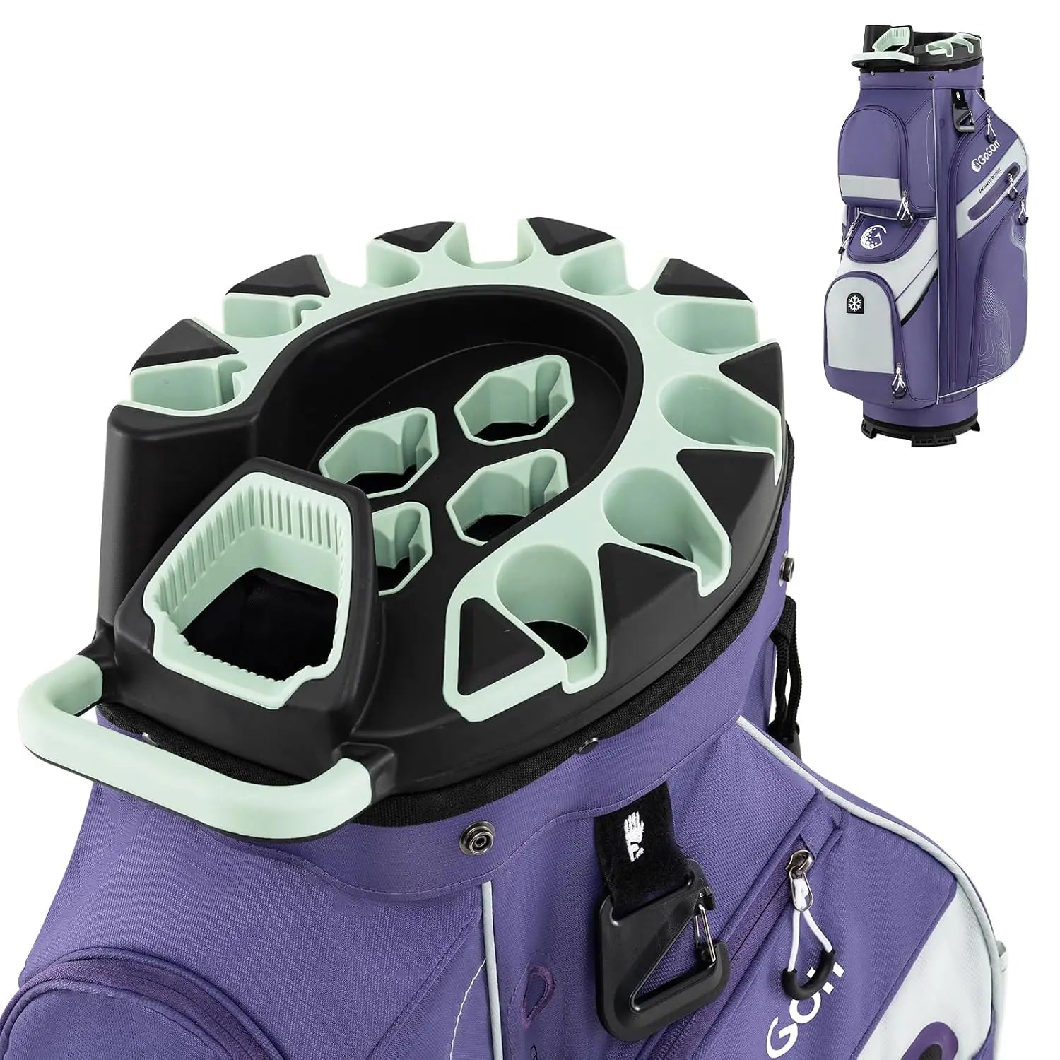 14-Way Full Length Dividers Golf Cart Bag,Molded Lock Top,11 Pockets & Cooler Pocket,Padded Design, Custom