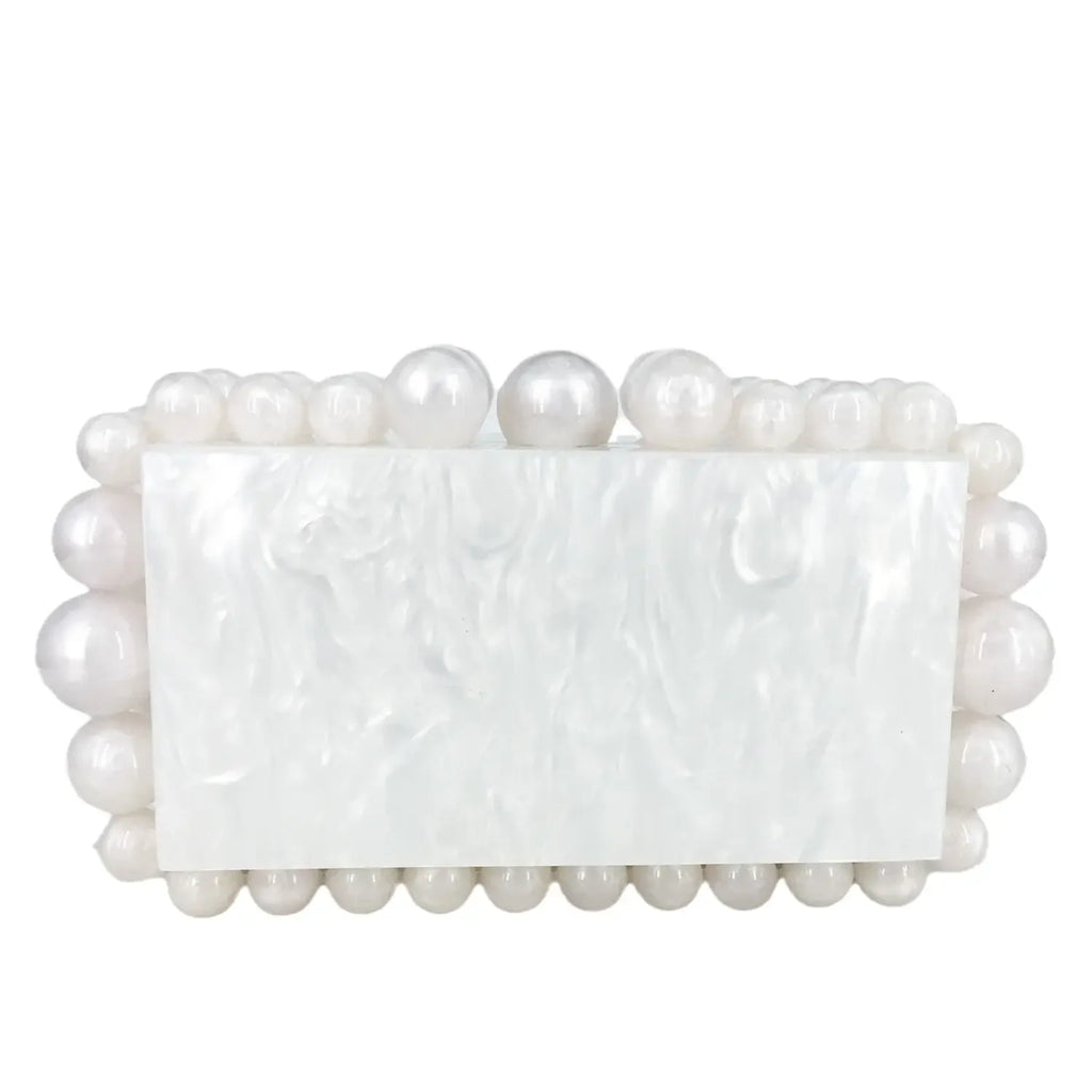 Boutique De FGG Women Acrylic Box Clutch Beaded Evening Handbags Casual Clutches Purse Chain Shoulder Bags Crossbody Bag
