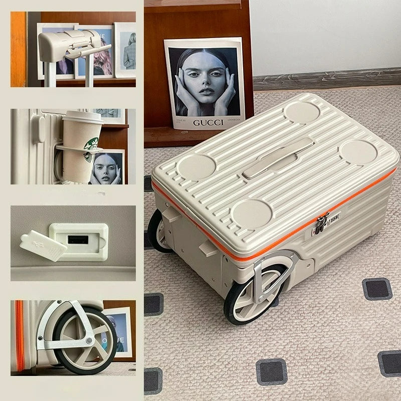 Side Opening Luggage Compartment with Oversized Wheels Large Capacity Travel Suitcase Travel Suitcase on Wheels