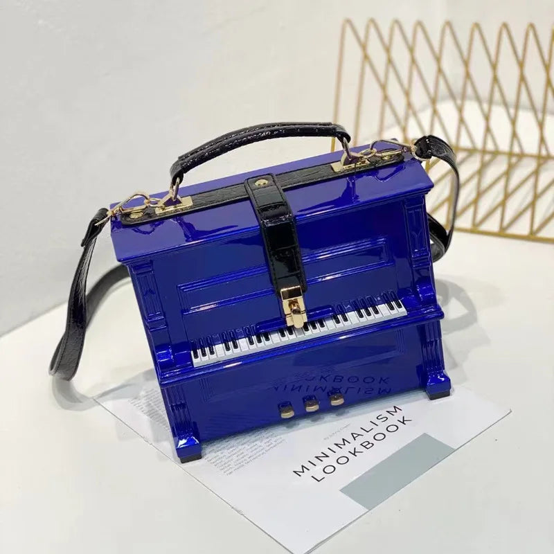 2024 Designer Women High-end Pu Leather Handbags Fashion Piano Shape Shoulder Travel Bag Luxury Ladies Small Box Crossbody Bags