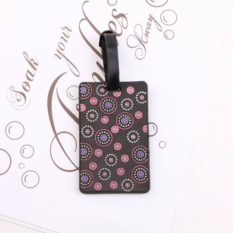Puzzle Striped Printed Luggage Tag PVC Soft Silicone Card Holder Cartoon Boarding Pass Aircraft Luggage Tags Suitcase Label