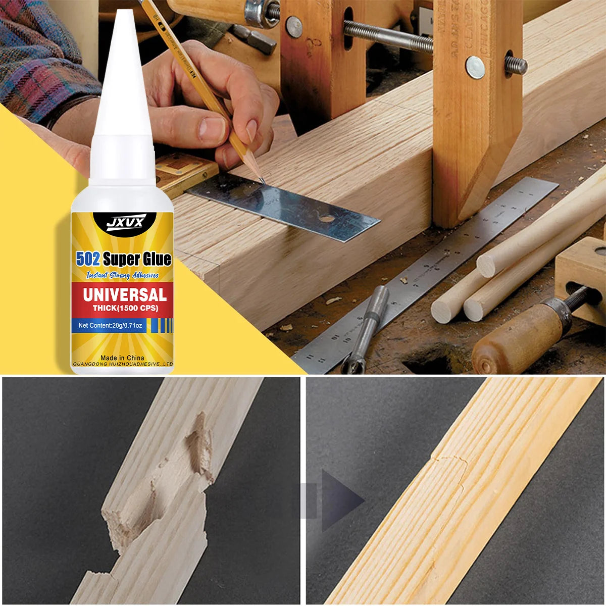 JXVX 502 Stone Super Glue High Viscosity, Cyanoacrylate Glue 50g Marble Adhesive, for Restoration and Production of Marble, Granite, Artificial Stone and Tile Products Low odor With precision dispenser 1-3PCS.