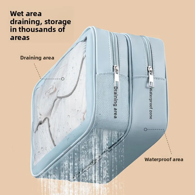 Waterproof Large Capacity Cosmetic Bag Separate Wet And Dry Travel Toiletry Storage Bag Portable Shower Makeup Storage Bag