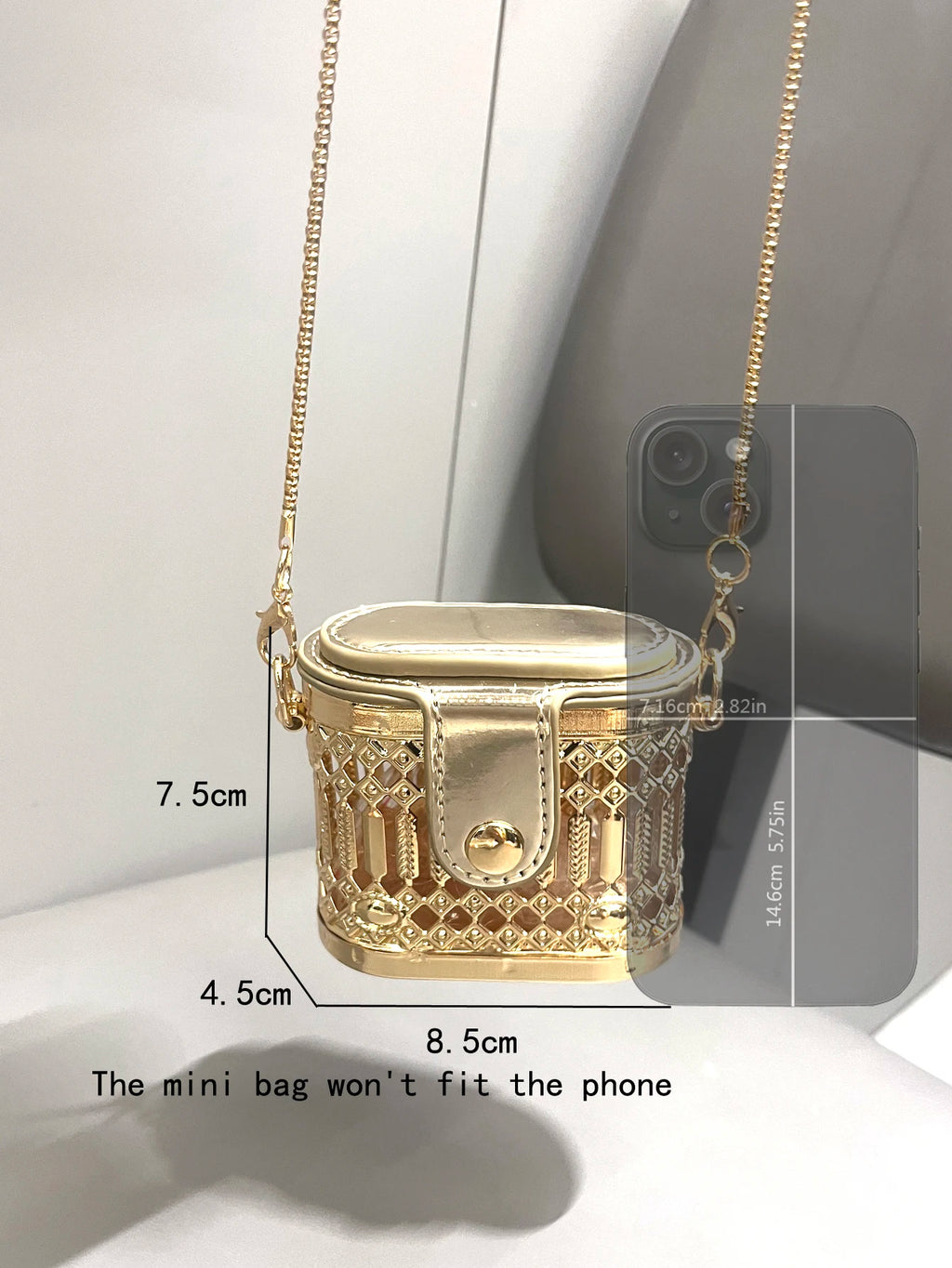 Super mini small  bag Golden luxury Designer shoulder bags Evening bag Purses and handbag funny metal shape Clutch purse Party