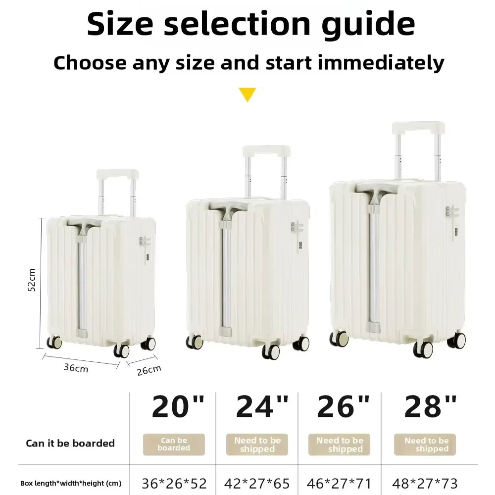 Bunnyfly Kids Front Opening Boarding Case with Spinner Wheels Laptop Trolley Carry on Luggage for Travel Easy to Handle Suitcase