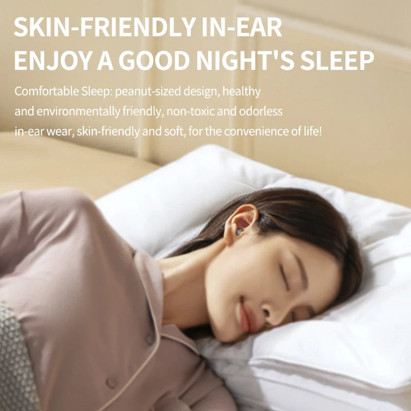 Bluetooth Wireless Earbuds, Noise Cancelling, LED Display, Ultra-Thin Mini Design for Sleeping, Long Battery Life