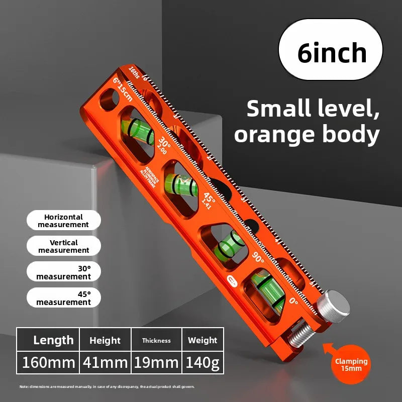 Solid Cast Aluminum Spirit Level, High Precision Strong Magnetic V-Groove Magnet Track Angle Finder for Construction