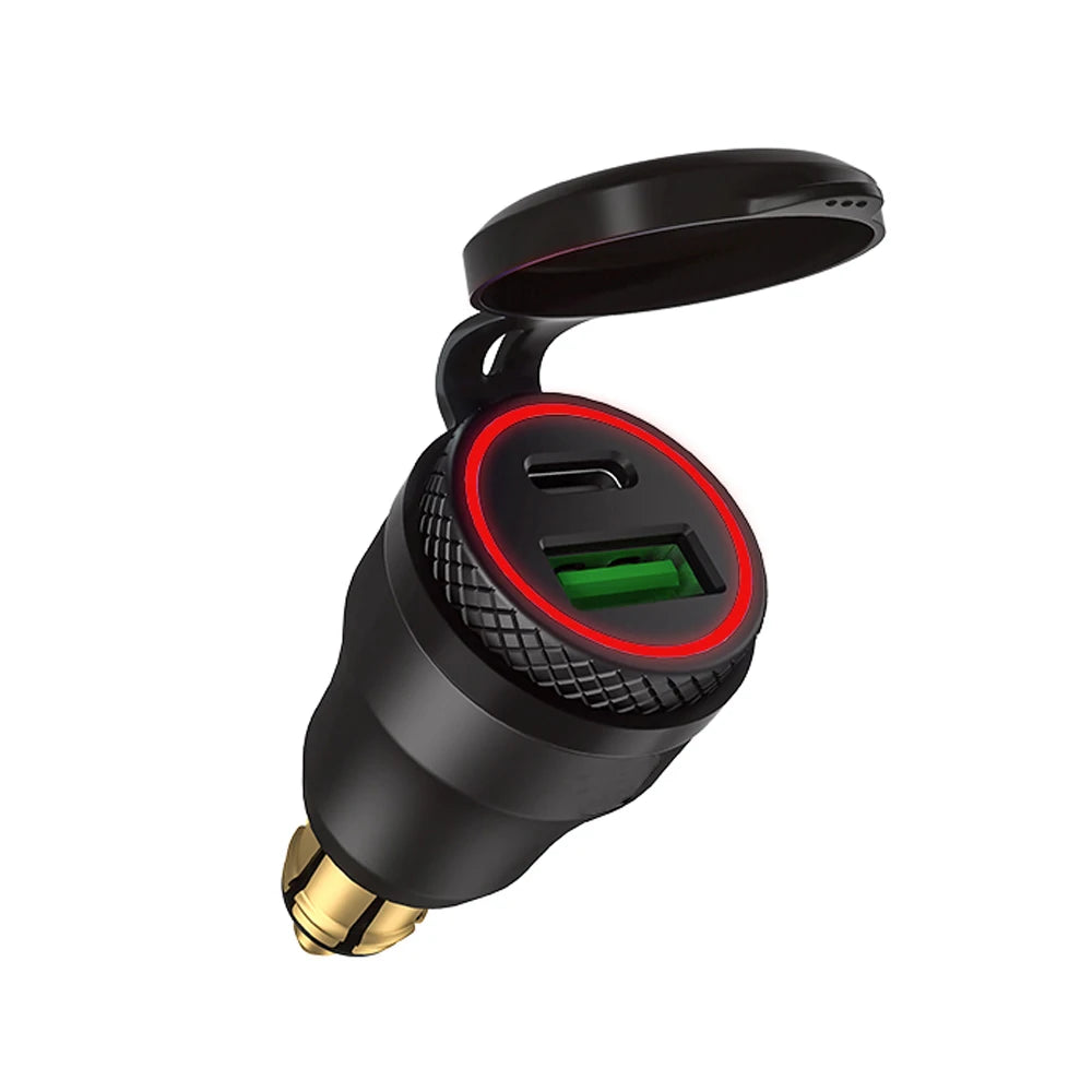 Aluminium Type-C PD Power Delivery USB Charger 30W QC 3.0 Quick Charger Waterproof for Hella DIN Socket BMW Ducati Triumph