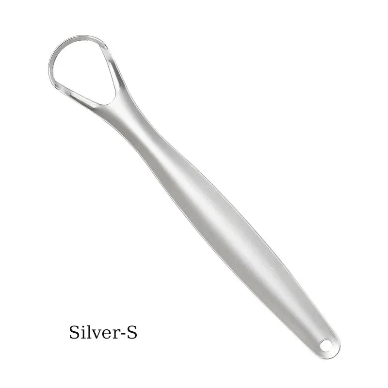 Stainless Steel Reusable Tongue Scraper with Coated Handle for Fresh Breath Oral Hygiene Durable Mouth Cleaner Tool