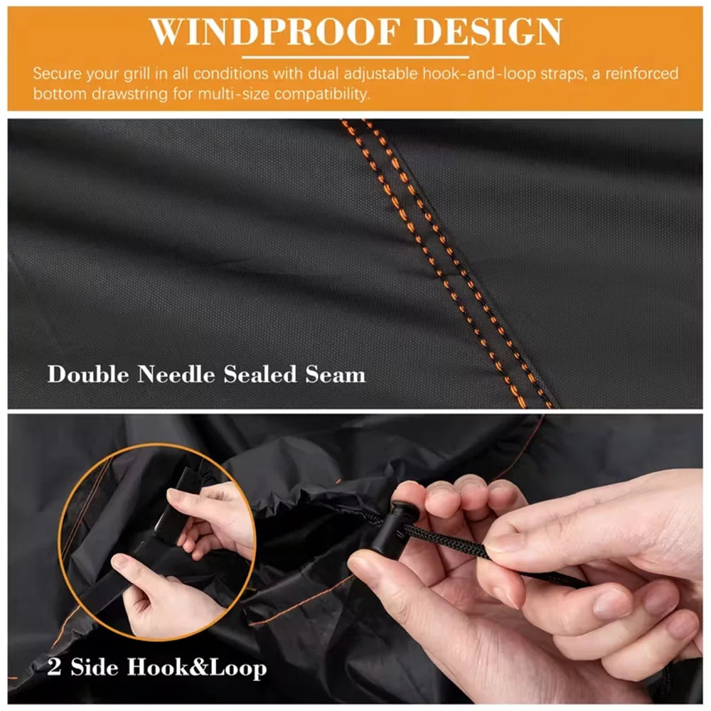 210D Outdoor BBQ Cover for Garden Waterproof Sunproof Dustproof Rain Shelter Protective Cover for Picnics And Camping