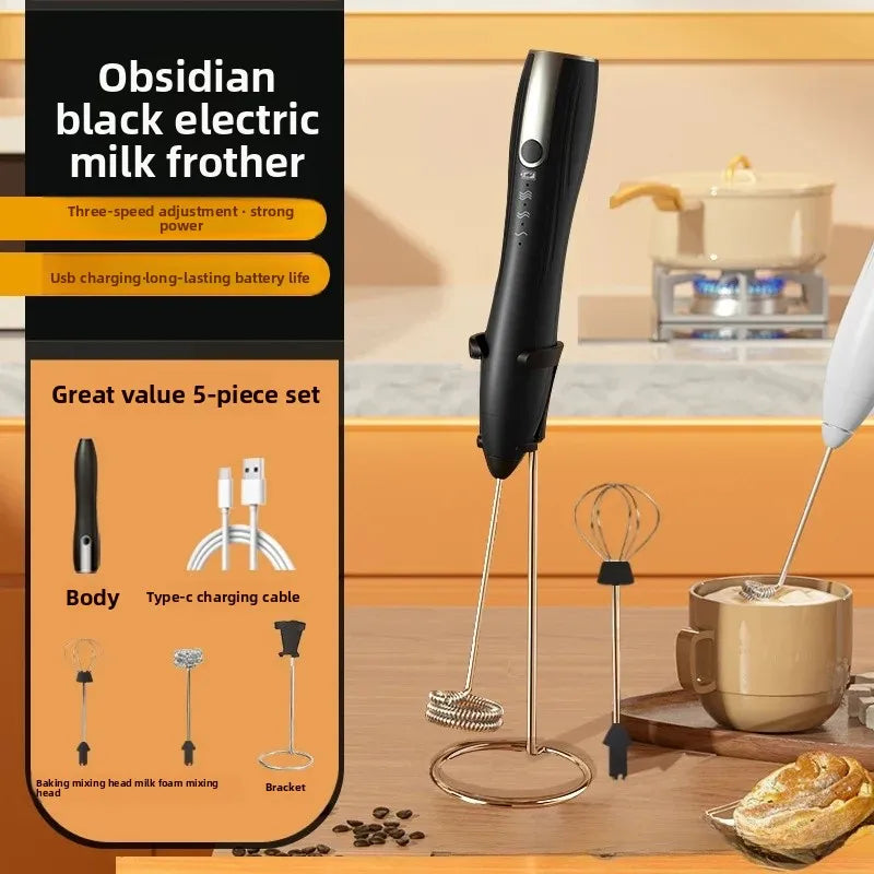 2 in 1 USB Rechargeable Electric Egg Beater Whisk Coffee Mixer Double Heads Milk Frothers  Baking Stirrer Kitchen Gadgets