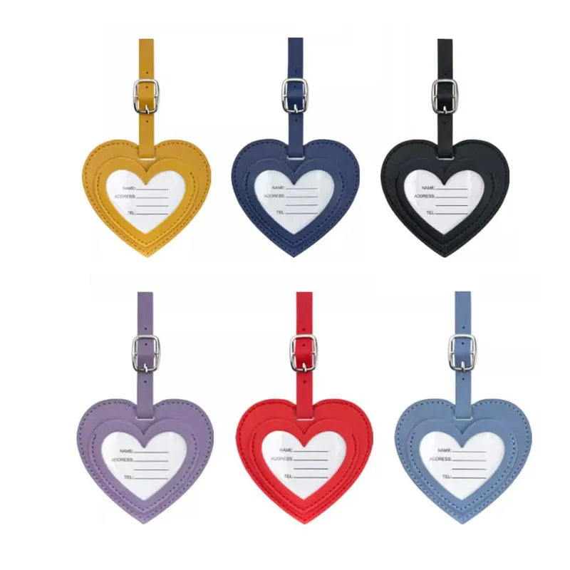 Luggage Tags Vacation Travel Accessories Creative PU Love Boarding Pass Thickened Leather Luggage Tag Check in Tag Id Name Tags