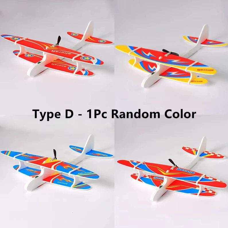 Outdoor Electric Foam Glider Hand Airplanes Capacitor with LED Light Aircraft Plane Model Kids Toys for Children Boys Gifts ﻿ ﻿