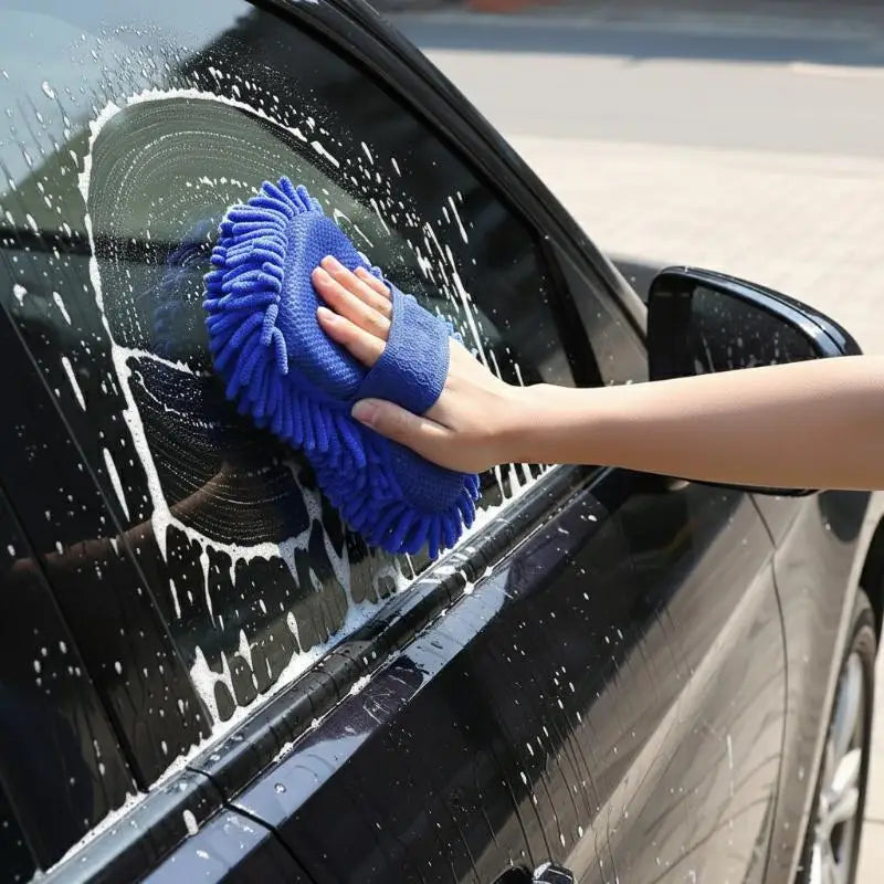 Car Wash Gloves and Towels Microfiber Chenille Soft Absorbent Set for Vehicle Interior Exterior Cleaning Tasks