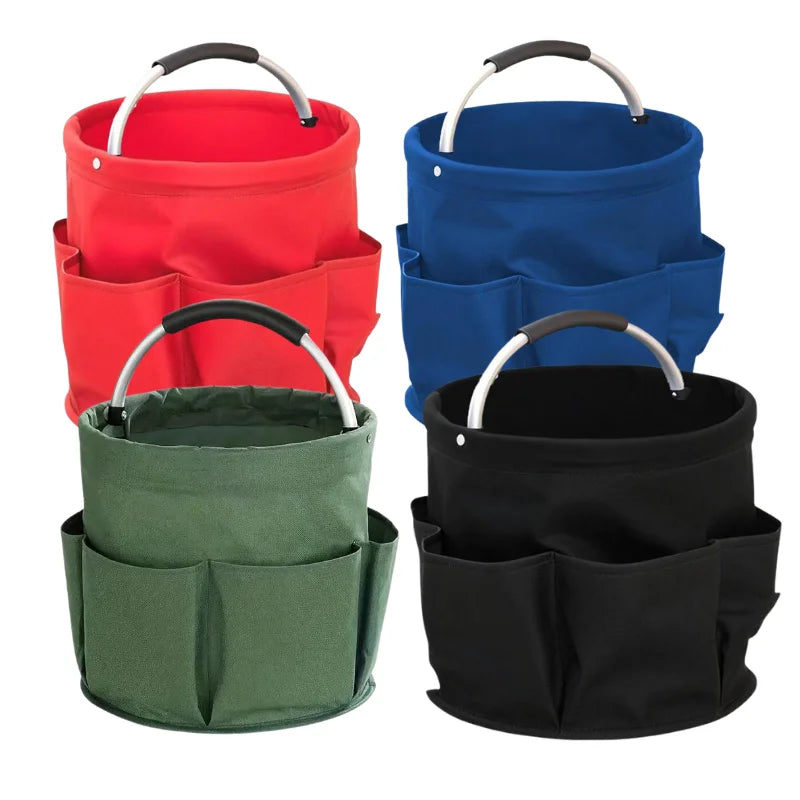 Large Capacity Multi Pocket Storage Bucket Portable Foldable Handheld Garden Tool Bag Outdoor Beach Toy Organizer Tote Basket