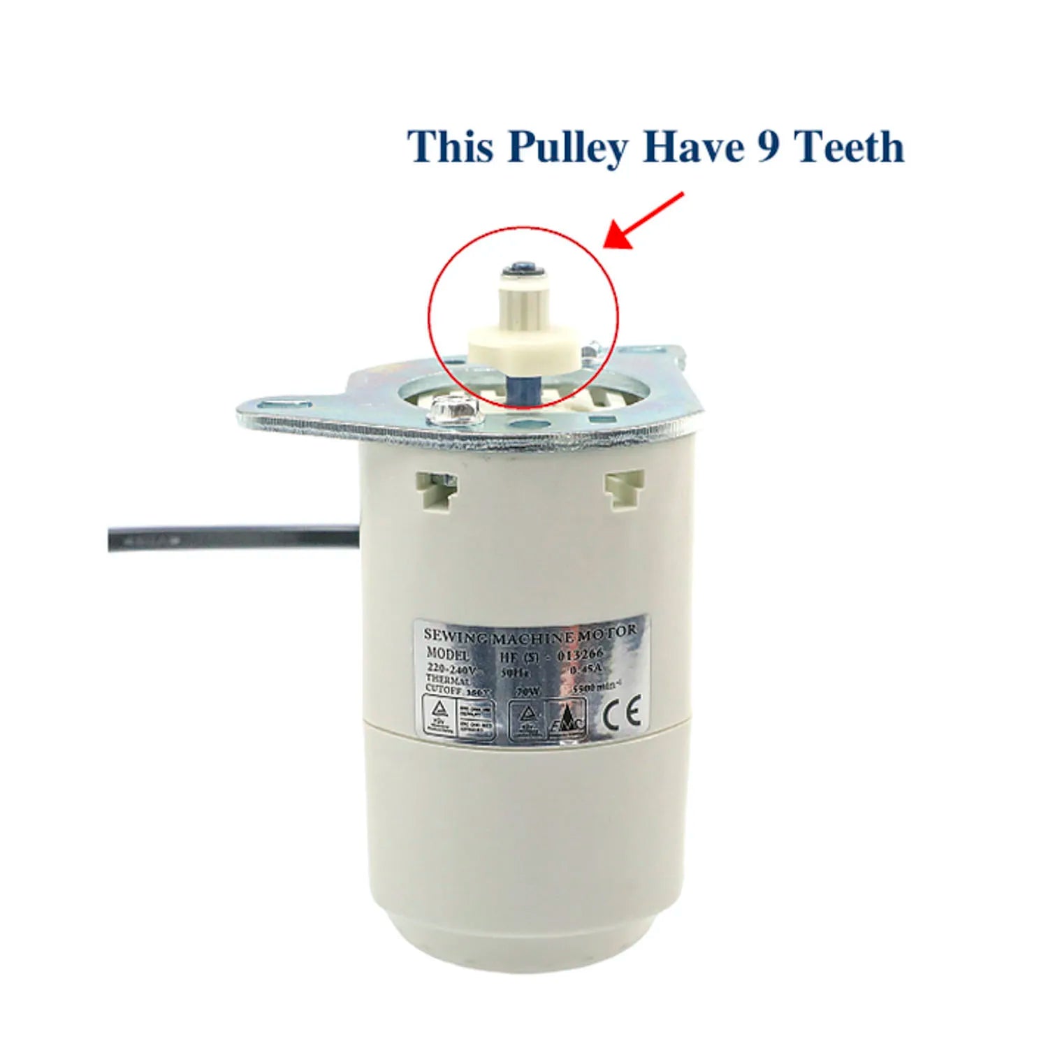 Motor For Home Sewing Machines 70W, 220V,  9-Teeth Pulley