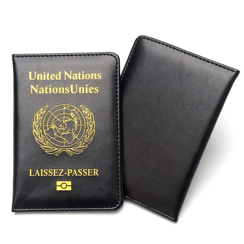 United Nations Laissez-Passer Passport Cover PU Leather Protector Case UN Logo Travel Wallet