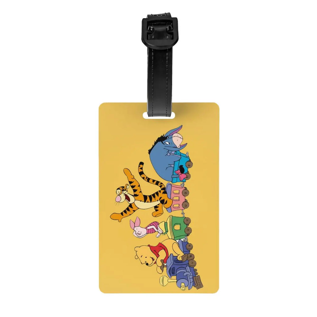 Custom My Friends Cartoon T-Tigger Pooh Luggage Tag Privacy Protection Baggage Tags Travel Bag Labels Suitcase