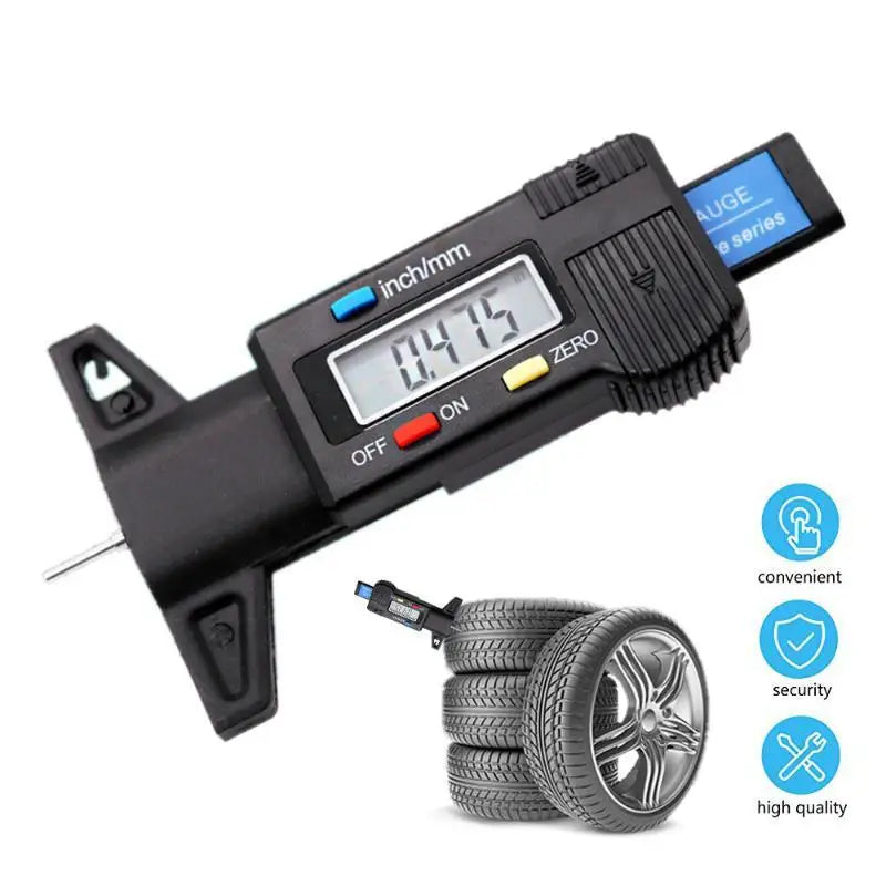 1Pcs Digital Tire Tread Depth Gauge High Accuracy LCD Inch MM Dual Unit For Car Maintenance
