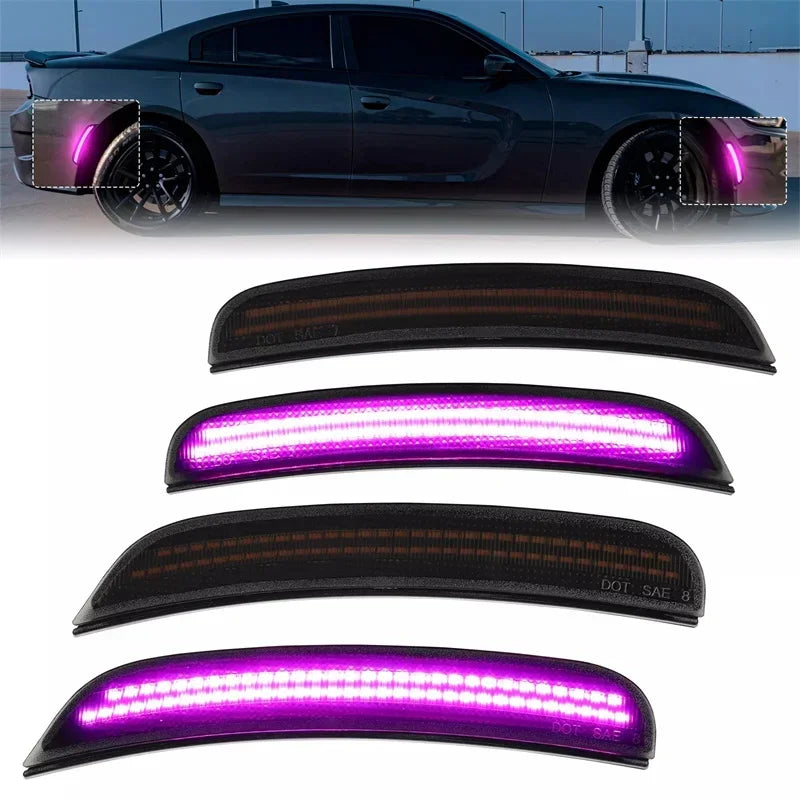 4pcs Smoked Lens Car Front Rear Bumper LED Side Marker Lights for Dodge Charger 2015-2023