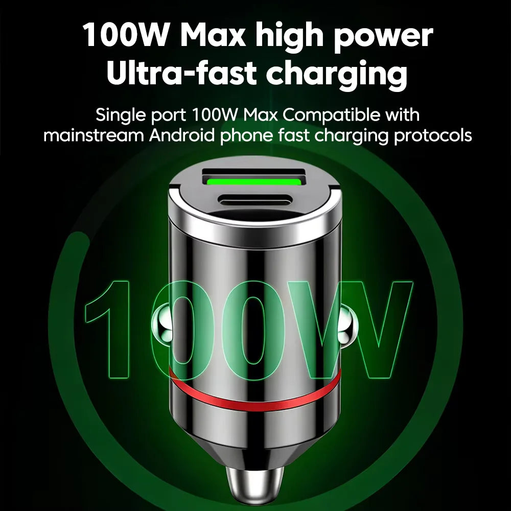 Mini car charger fast charging for iPhone QC3.0 mini PD USB Type C car mobile phone charger for Xiaomi Samsung Huawei