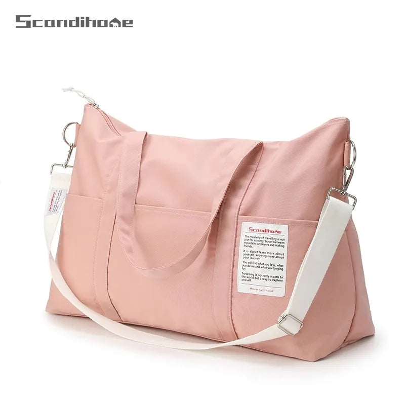 Large Capacity Travel Duffel Bag with Luggage Sleeve Multi-Pocket Weekender Bag for Women Men Trip Gym Fitness Yoga Bag